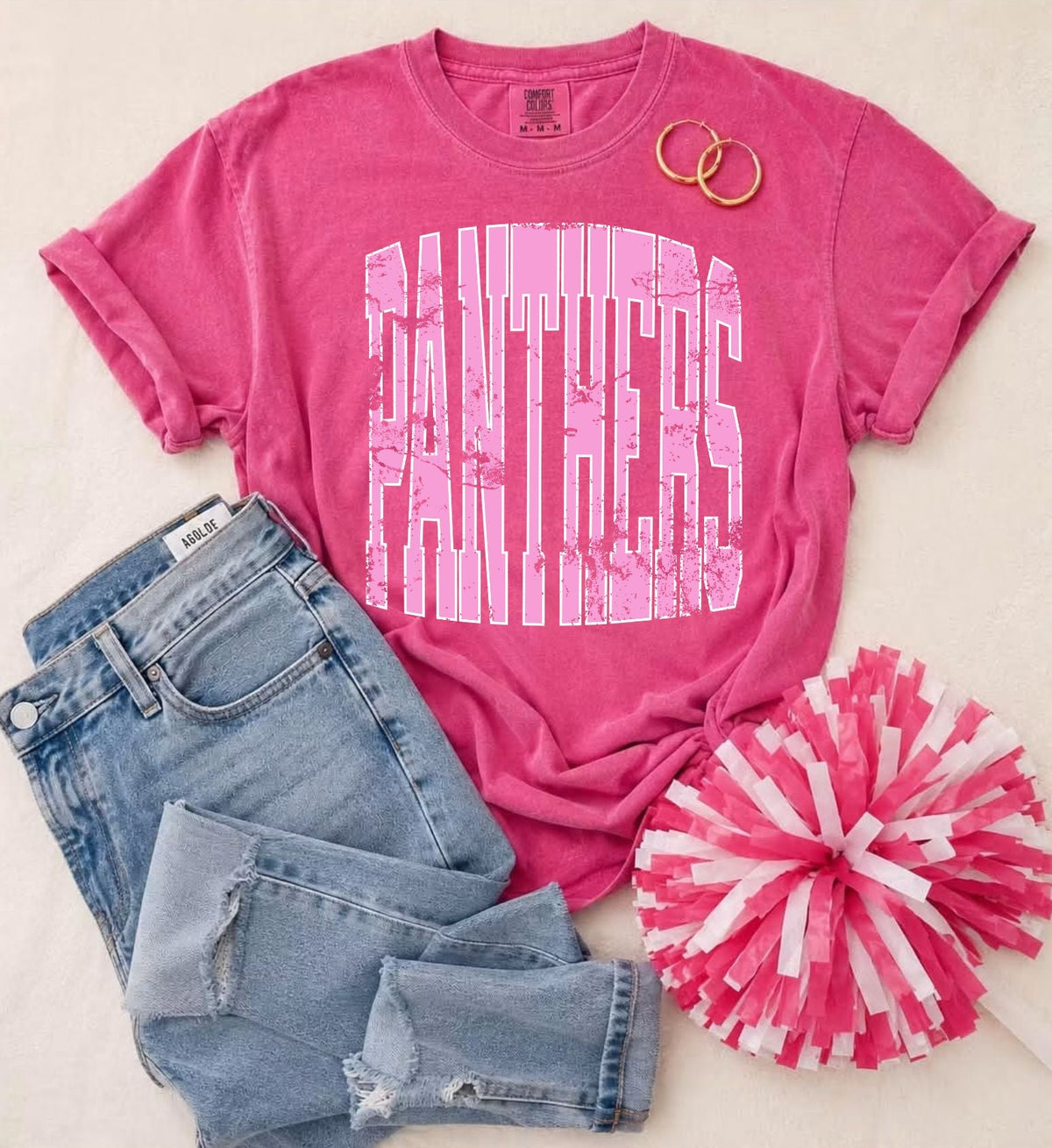 Panthers Distressed Pink Out