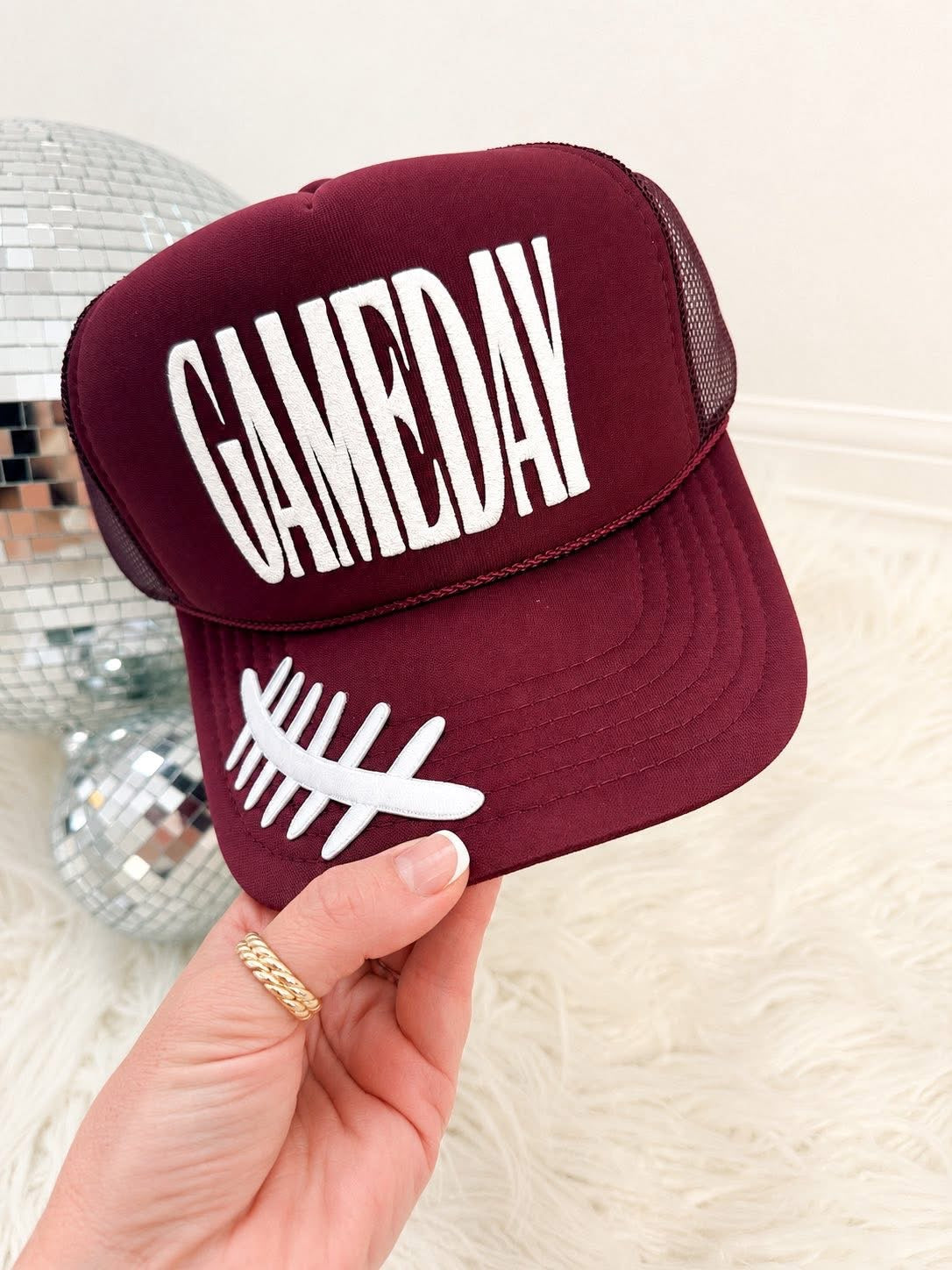 Puff Gameday Football Lace Trucker Hat