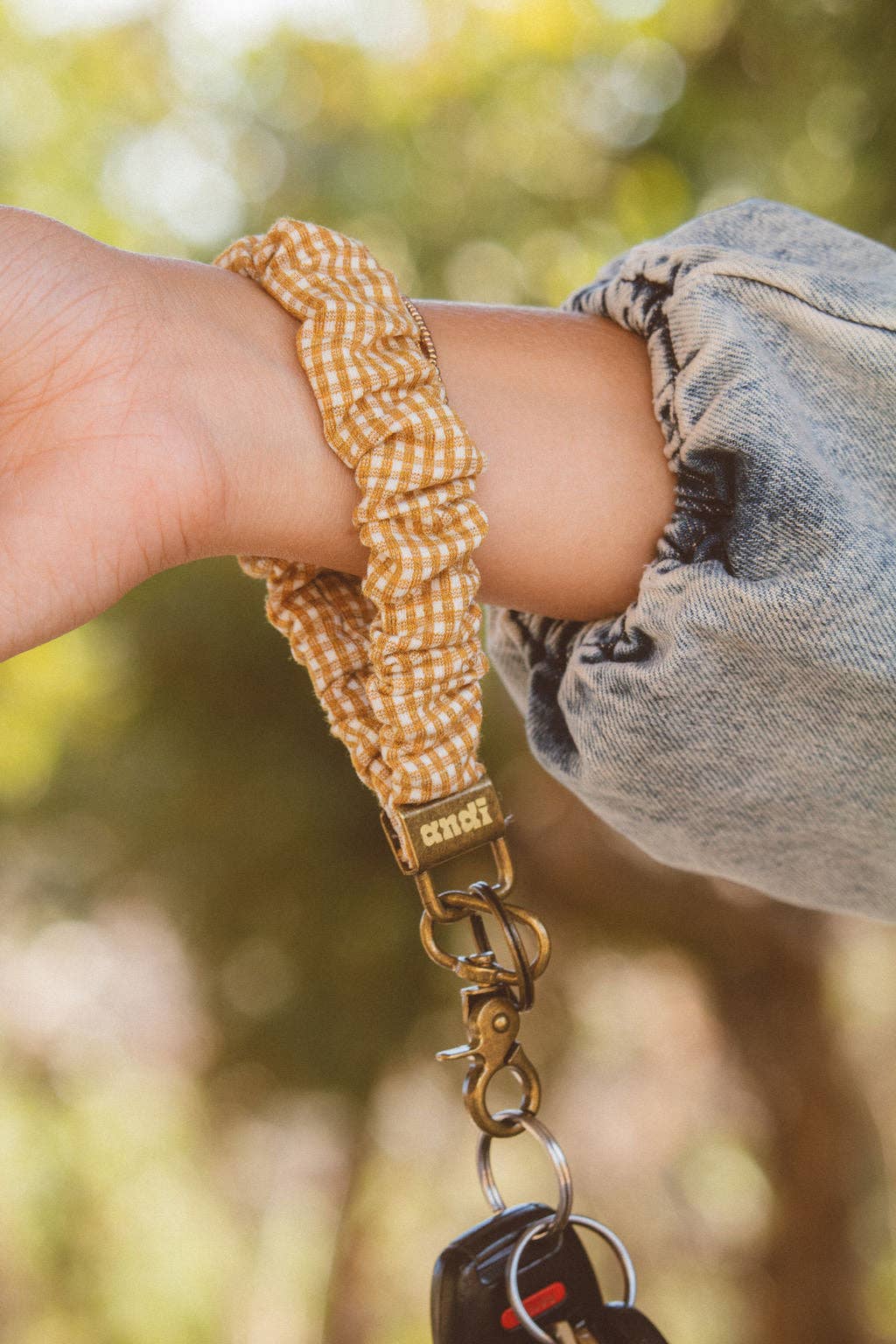 Mustard Gingham Key Chain