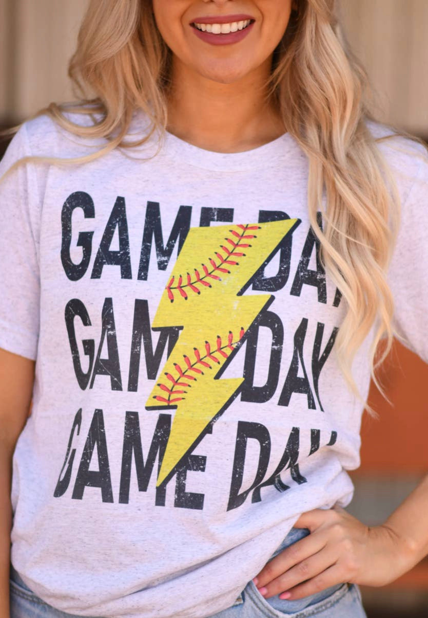 Game Day Bolt Tee - Softball
