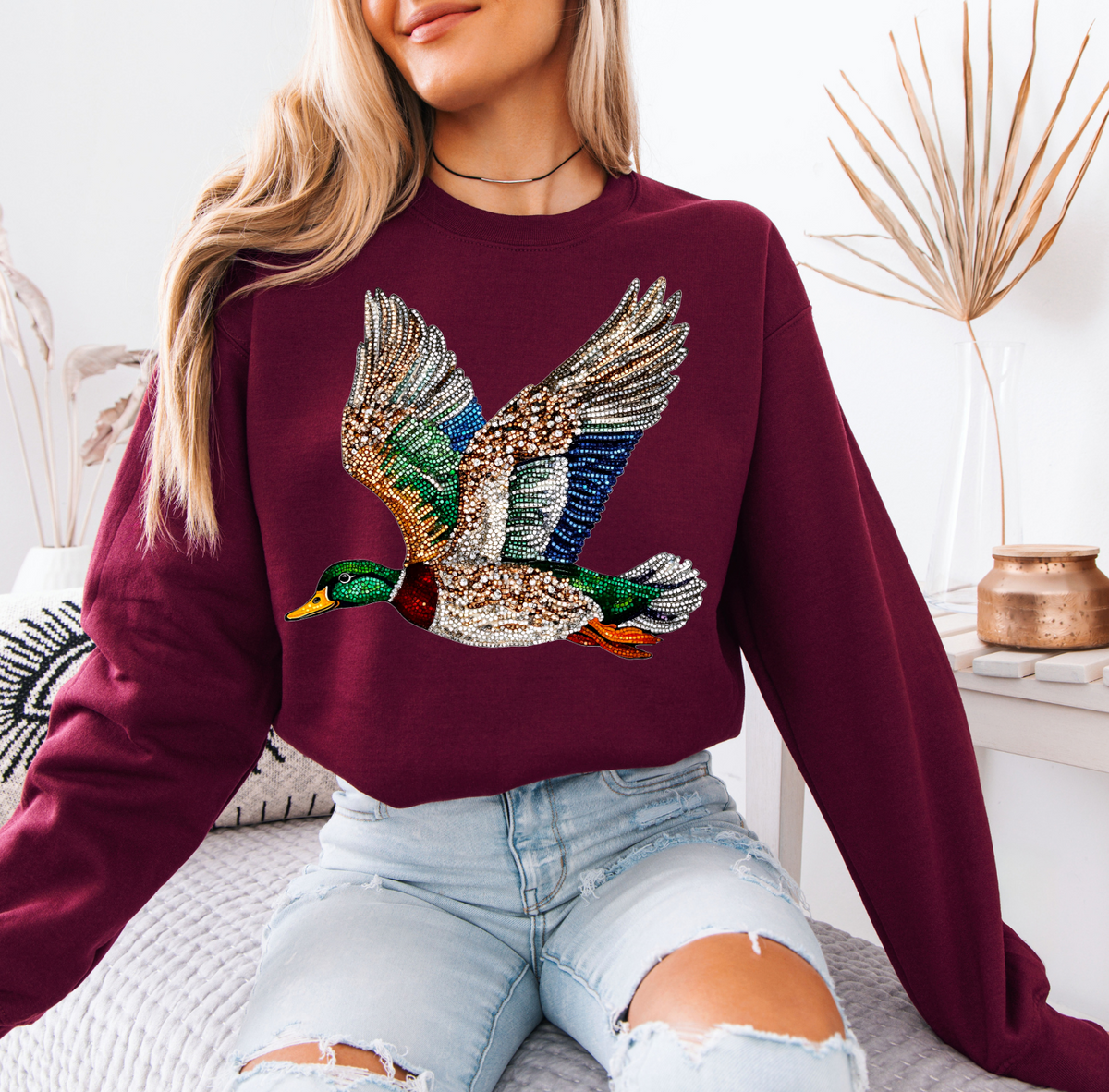 Faux Rhinestone Mallard Duck