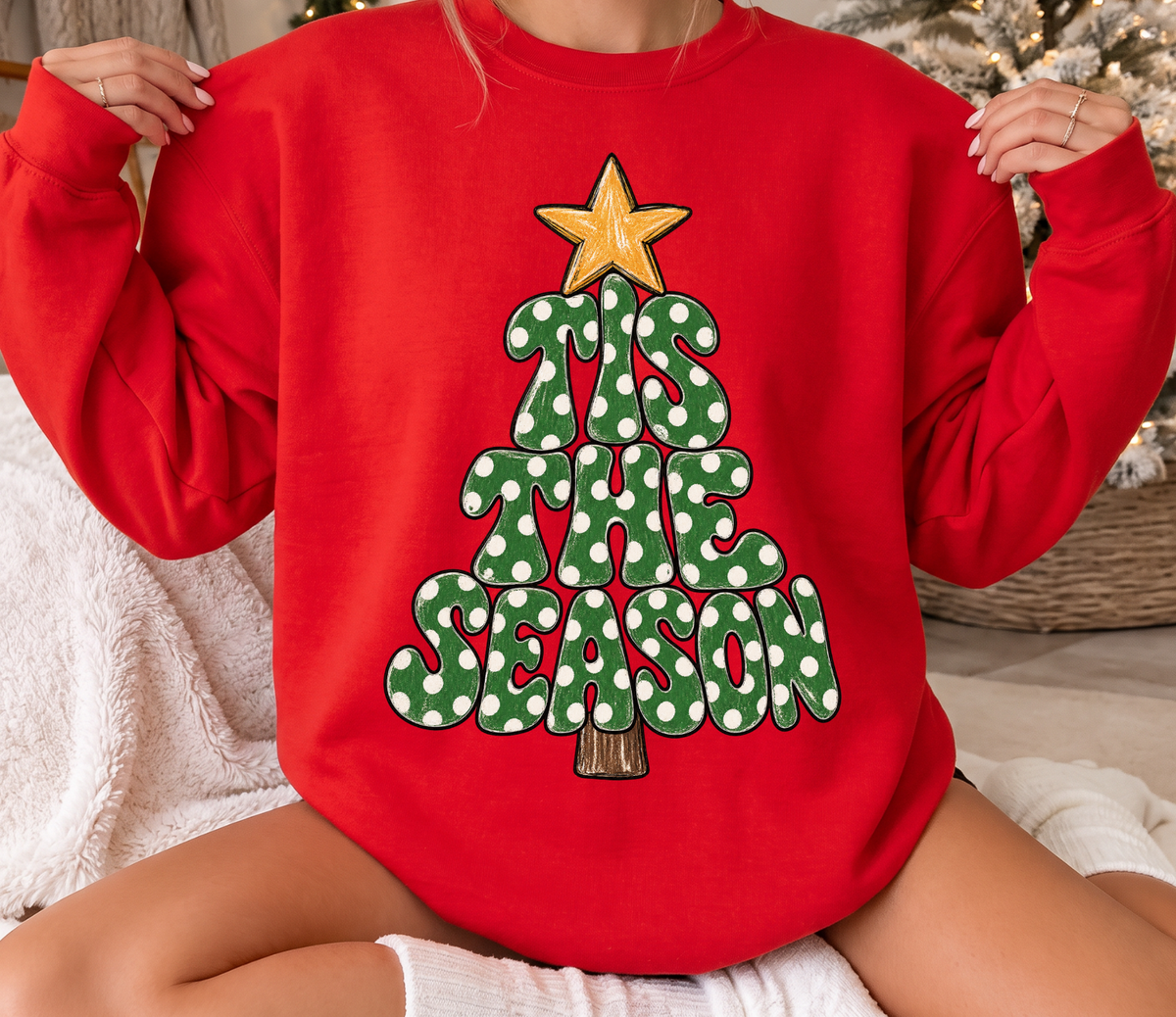 Tis Season Polka Dot Tree Sweatshirt