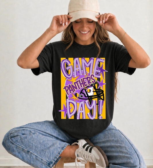 Game Day Stripes - Panthers - Purple Gold