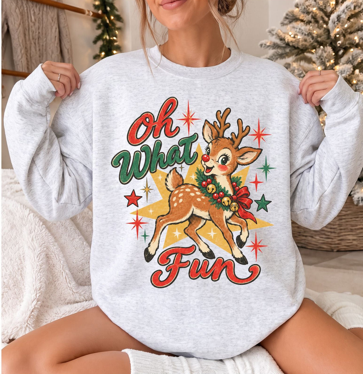 Vintage Deer, Oh What Fun Sweatshirt