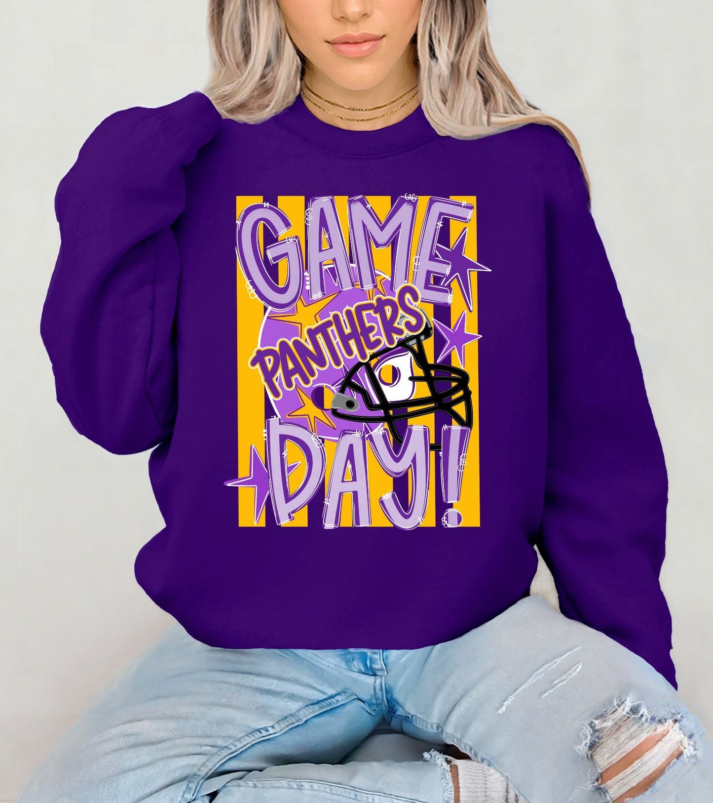 Game Day Stripes - Panthers - Purple Gold