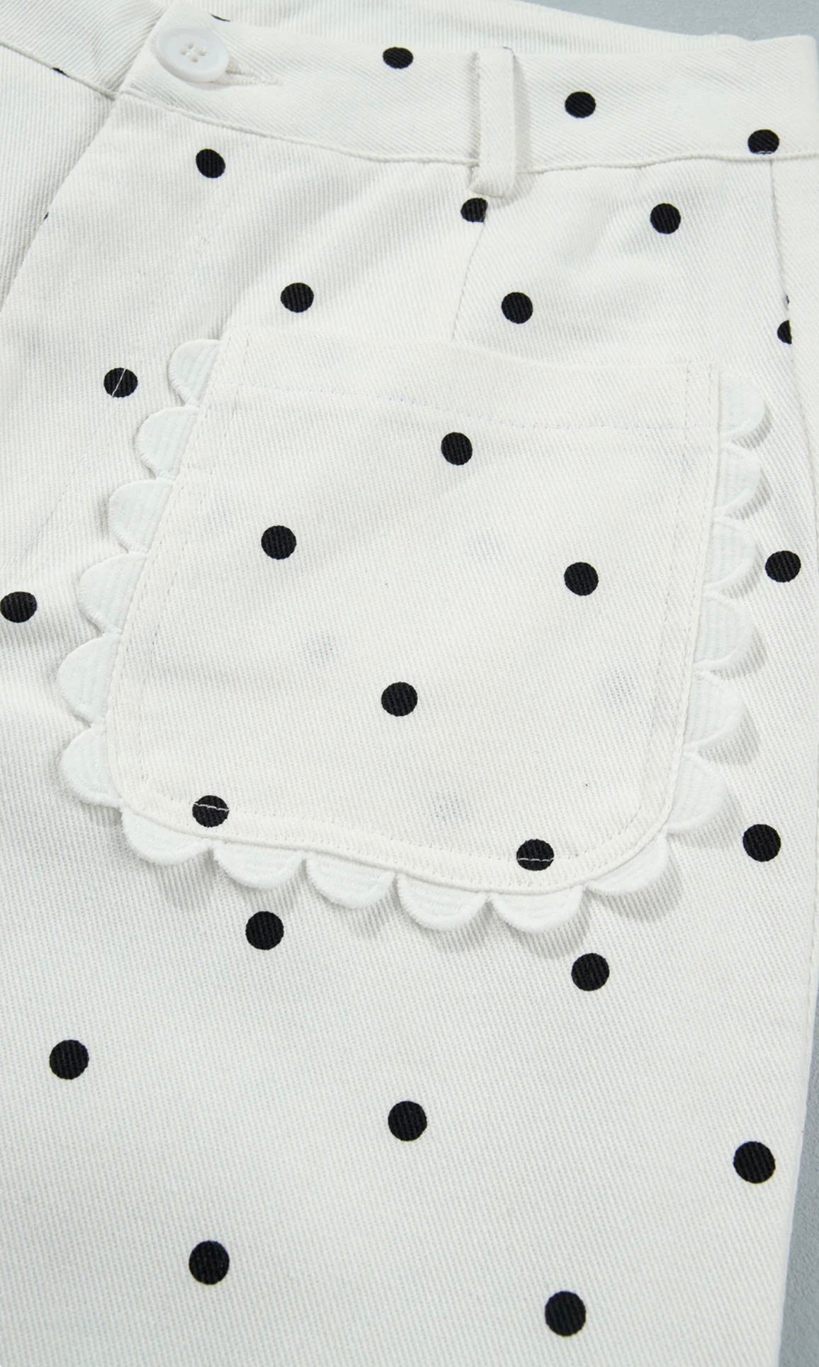 Polka Dot Scalloped Jeans