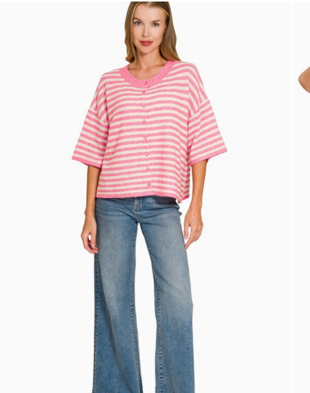 Striped Wool Blend Cardigan Sweater