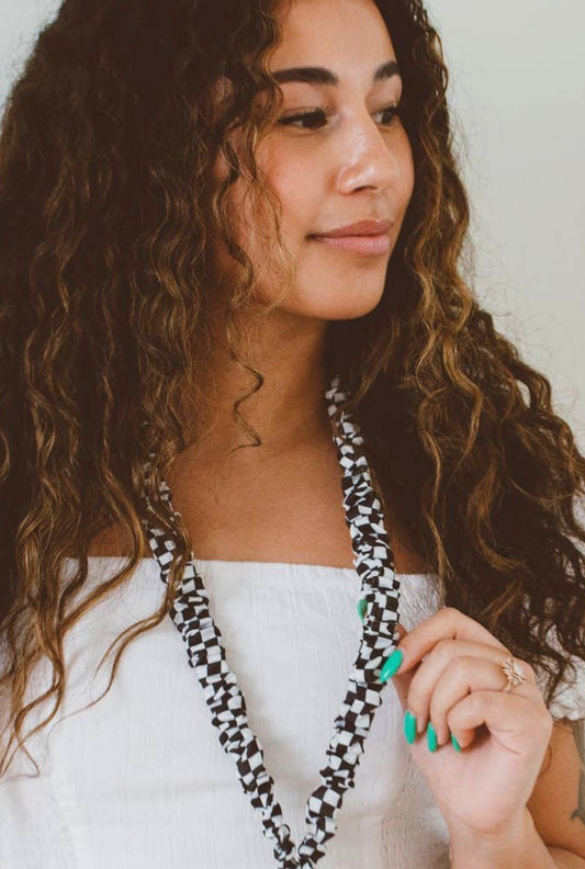 Black Checkerboard Lanyard