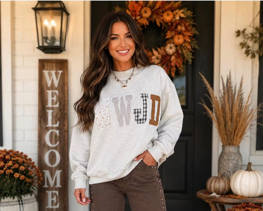 WWJD Mix Pattern Mock Neck