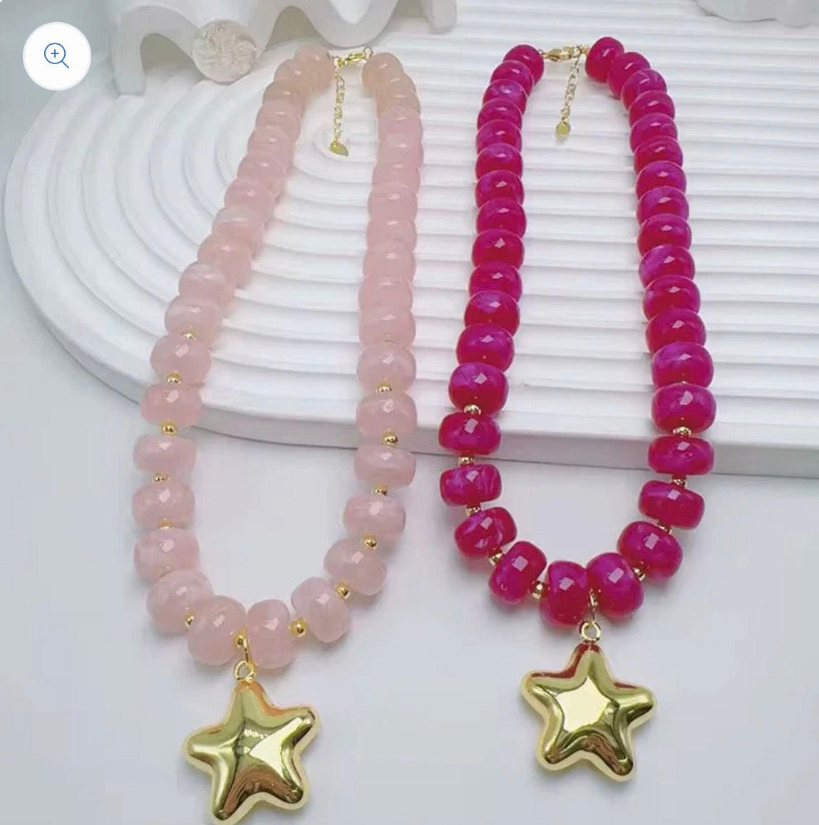 Chunky Star Necklace - Pink