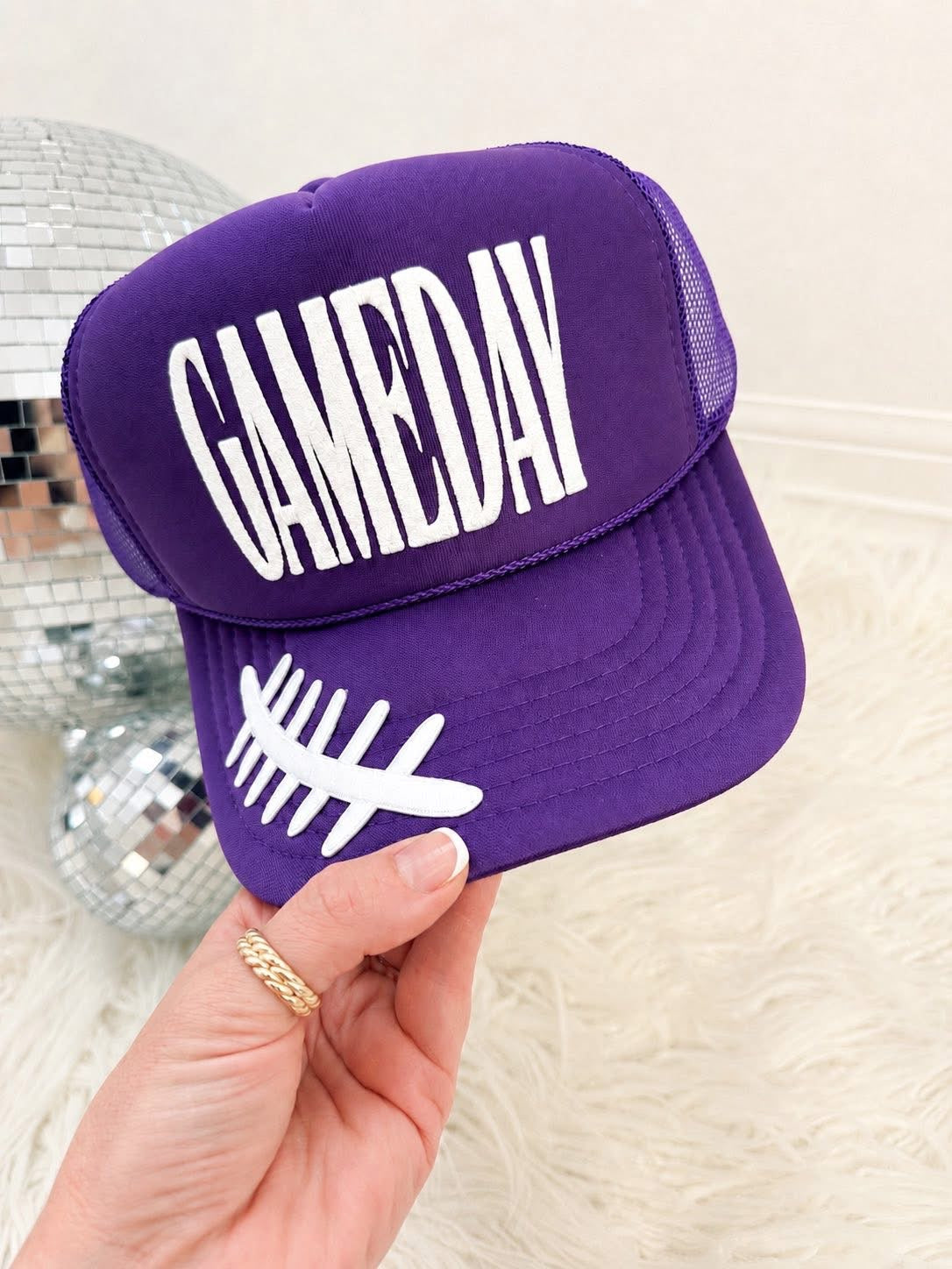 Puff Gameday Football Lace Trucker Hat