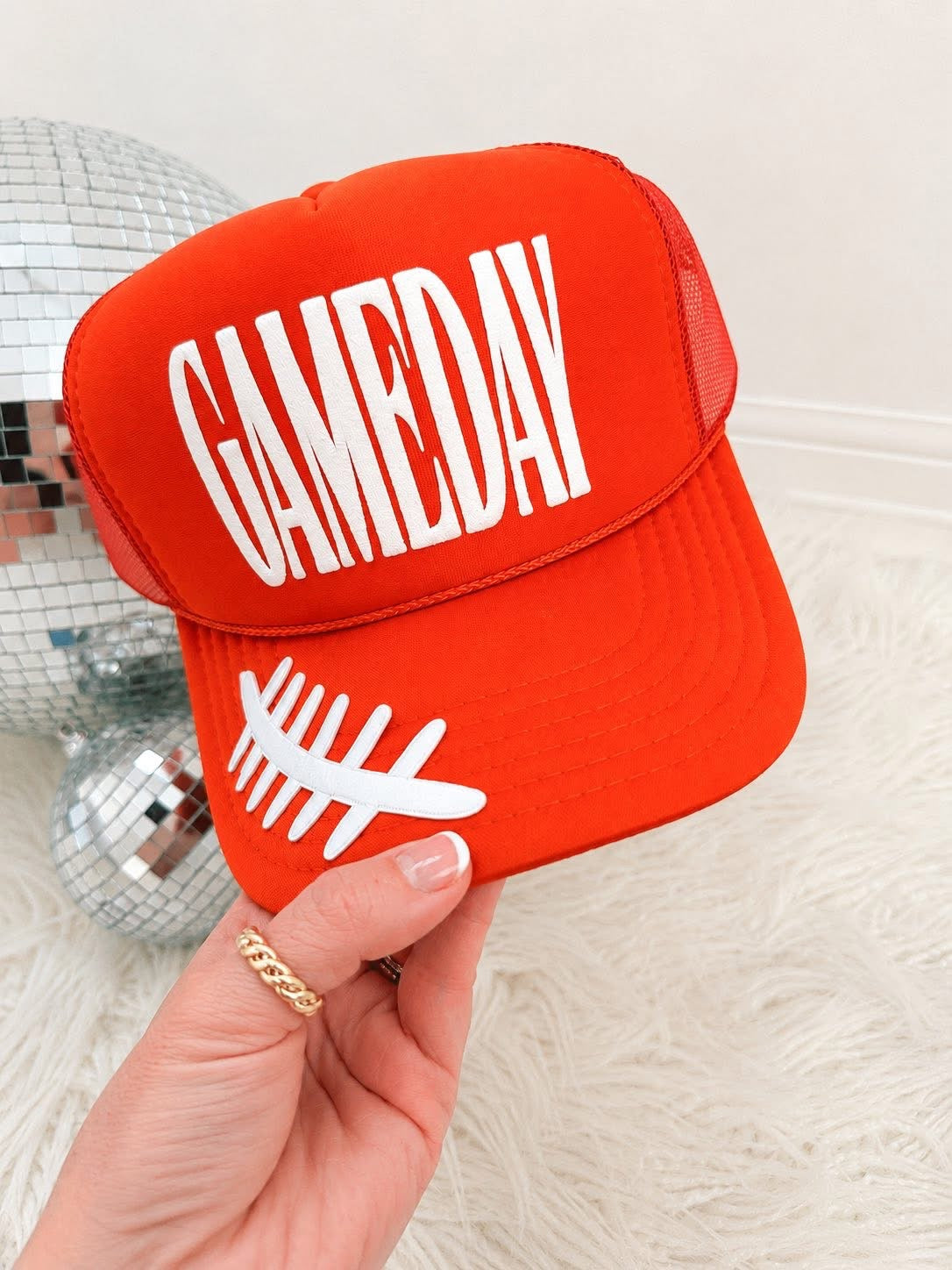 Puff Gameday Football Lace Trucker Hat