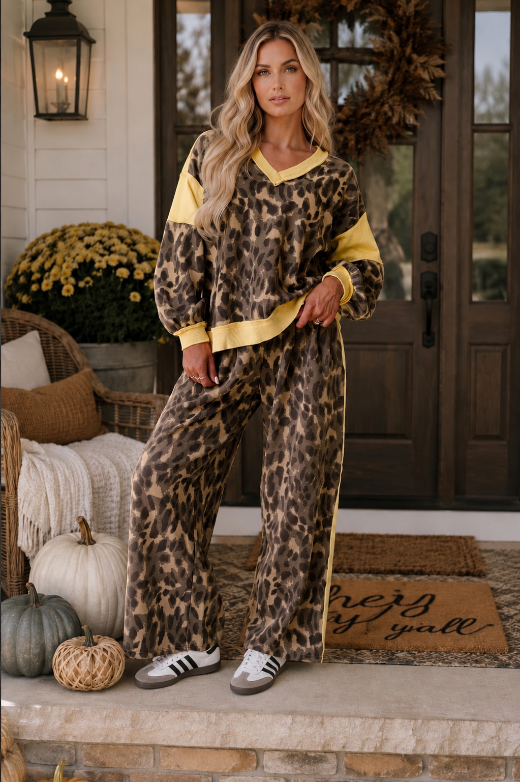 Leopard V Neck Set