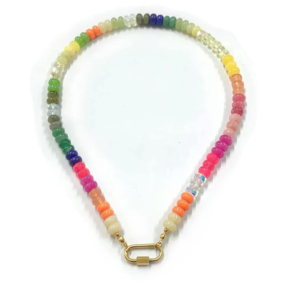 Rainbow Natural Stone Beaded Necklace